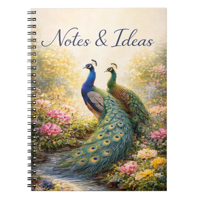 Cuaderno Elegant Peacock Couple Design | Aesthetic Nature  (Frente)