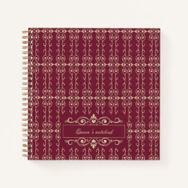 Cuaderno Elegant Personalized Burgundy & Gold Floral Swirl