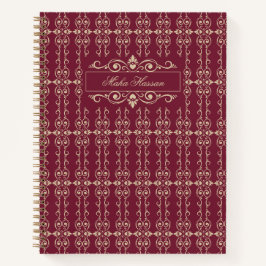 Cuaderno Elegant Personalized Burgundy & Gold Floral Swirl