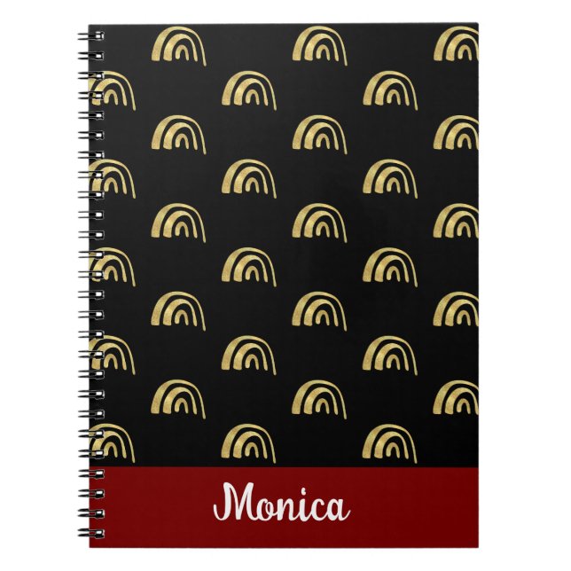 Cuaderno Elegant Personalized name  gold rainbow  pattern (Frente)