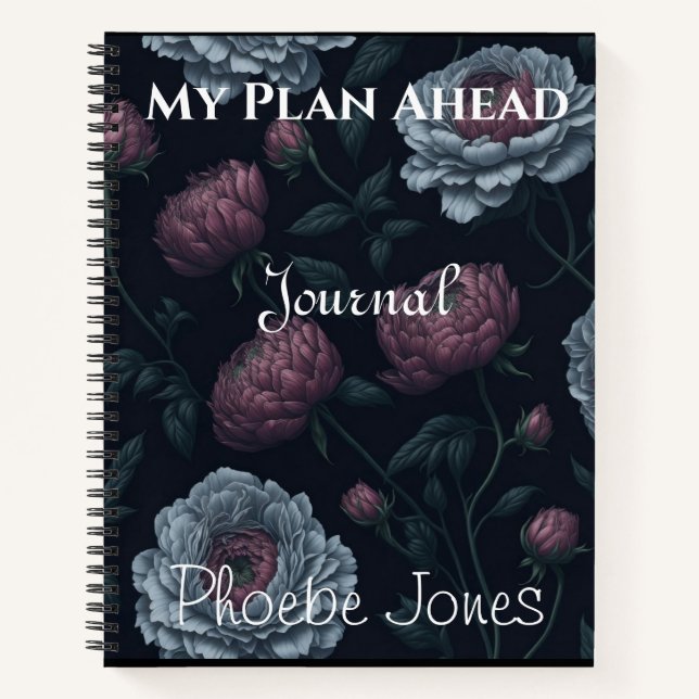 Cuaderno Elegant Personalized Name Peonies Journal Notebook (Anverso)