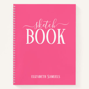 Cuaderno Elegant Pink Sketch Book with name gift for her