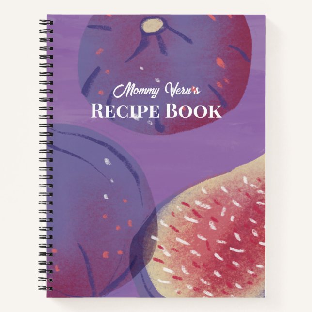 Cuaderno Elegant Purple Painterly Fig Fruit Recipe (Anverso)