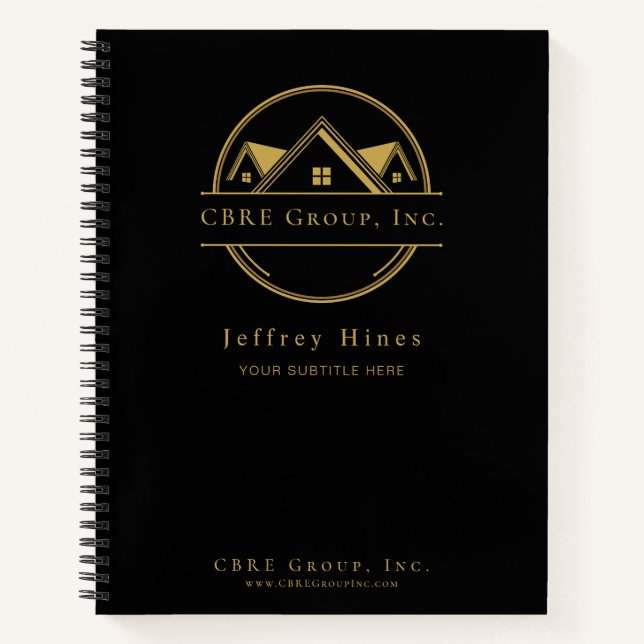 Cuaderno Elegant Real Estate Black and gold custom logo  (Anverso)