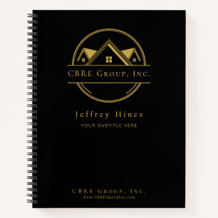 Cuaderno Elegant Real Estate logotipo personalizado negro y
