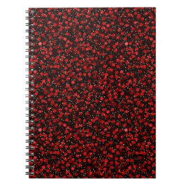 Cuaderno Elegant Red Confetti on Black Glitter Style