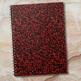 Cuaderno Elegant Red Confetti on Black Glitter Style