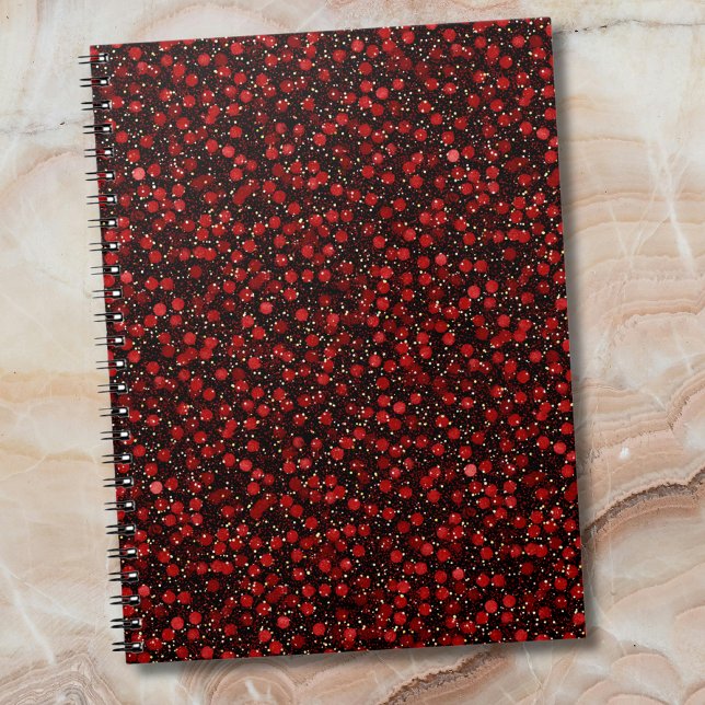 Cuaderno Elegant Red Confetti on Black Glitter Style (Subido por el creador)