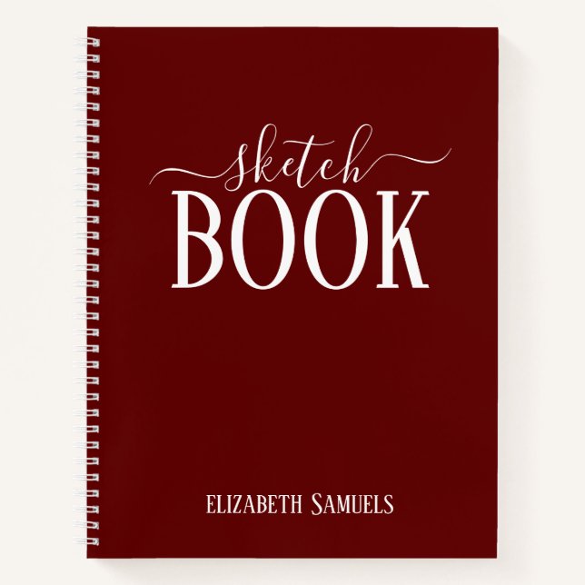 Cuaderno Elegant Red Sketch Book with name gift for her (Anverso)