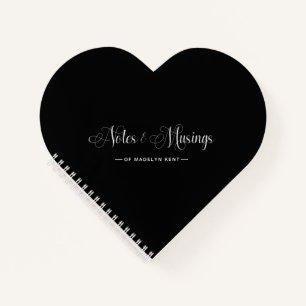 Cuaderno Elegant Script Notes & Musings Heart Black