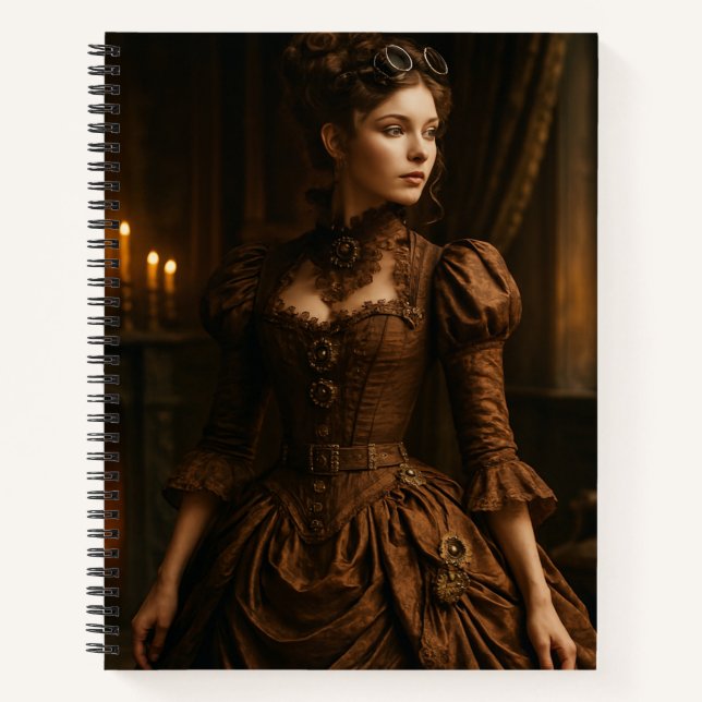 Cuaderno Elegant Steampunk Victorian Lady in Brown  (Anverso)