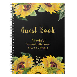 Cuaderno Elegant Sunflowers and Foliage Sweet Sixteen Guest
