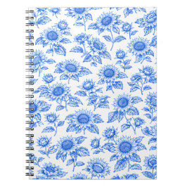 Cuaderno Elegant Toile du Jouy Sunflowers – Blue Botanical 
