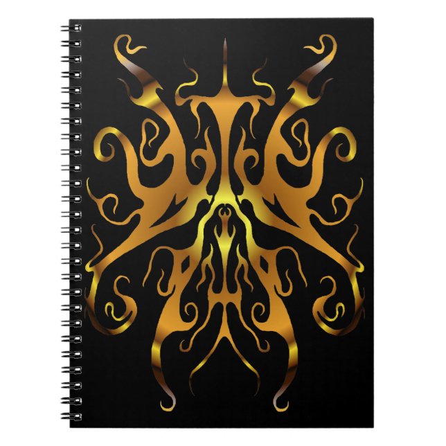 Cuaderno Elegant Tribal Tattoo - gold on black (Frente)