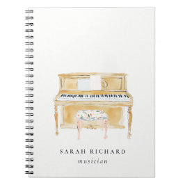 Cuaderno Elegant Watercolor Piano Musician Music Teacher