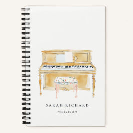 Cuaderno Elegant Watercolor Piano Musician Music Teacher