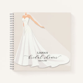 Cuaderno Elegant Wedding Dress Bridal Shower Guest Book