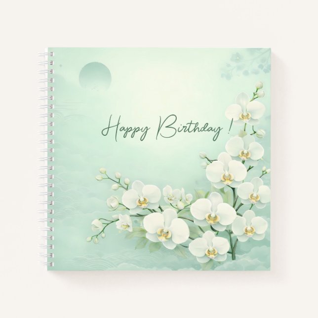Cuaderno Elegant White Orchid Birthday  (Anverso)