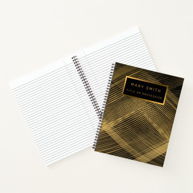 Cuaderno Elegante 2in1 Luxury Gold Black Business Card y (Interior)