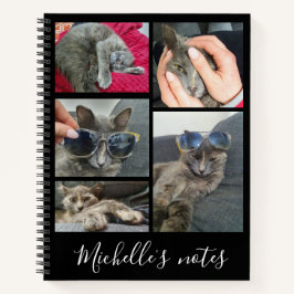 Cuaderno elegante 5 fotos gato personalizado de collage neg