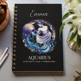 Cuaderno Elegante acuarela Aquarius Zodiac Personalizado Jo