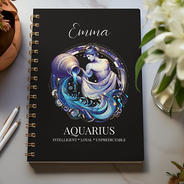 Cuaderno Elegante acuarela Aquarius Zodiac Personalizado Jo (Subido por el creador)