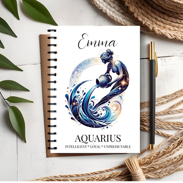 Cuaderno Elegante acuarela Aquarius Zodiac Personalizado Jo (Subido por el creador)