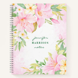Cuaderno Elegante acuarela Botánica Lily Floral