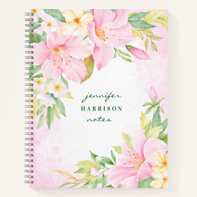 Cuaderno Elegante acuarela Botánica Lily Floral (Anverso)