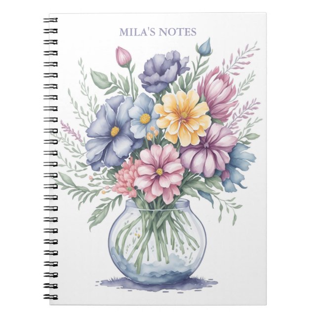 Cuaderno Elegante acuarela Flor Bouquet Flores silvestres (Frente)