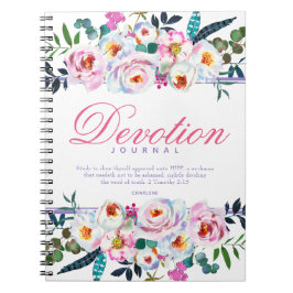Cuaderno Elegante acuarela floral apodada Diario de devoció