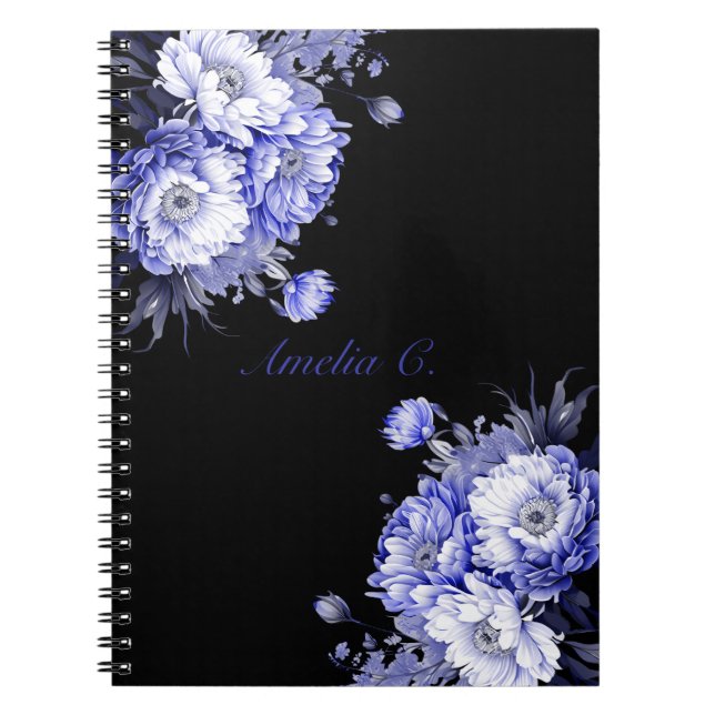 Cuaderno Elegante acuarela Floral Black Notebook (Frente)