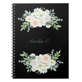 Cuaderno Elegante acuarela Floral Black Notebook