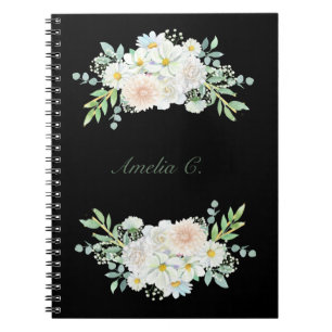 Cuaderno Elegante acuarela Floral Black Notebook