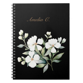 Cuaderno Elegante acuarela Floral Black Notebook