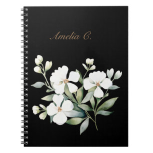 Cuaderno Elegante acuarela Floral Black Notebook