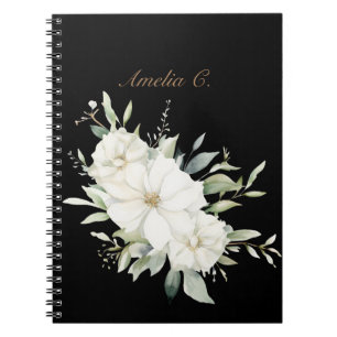 Cuaderno Elegante acuarela Floral Black Notebook