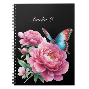 Cuaderno Elegante acuarela Floral Black Notebook
