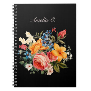 Cuaderno Elegante acuarela Floral Black Notebook