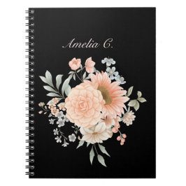 Cuaderno Elegante acuarela Floral Black Notebook