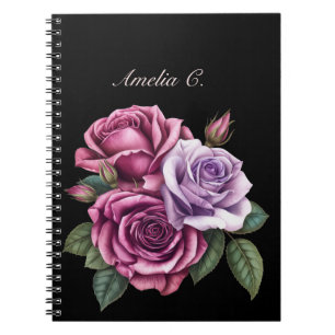 Cuaderno Elegante acuarela Floral Black Notebook