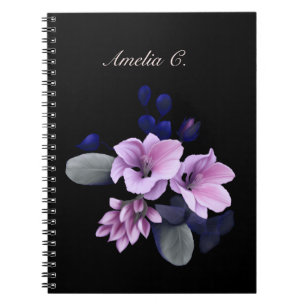 Cuaderno Elegante acuarela Floral Black Notebook