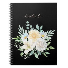 Cuaderno Elegante acuarela Floral Black Notebook