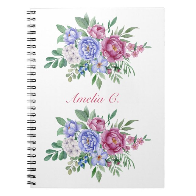Cuaderno Elegante acuarela Floral Bloc de notas blanco (Frente)