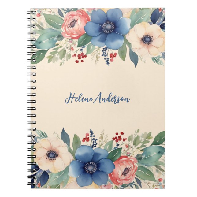 Cuaderno Elegante acuarela Floral Feminine (Frente)