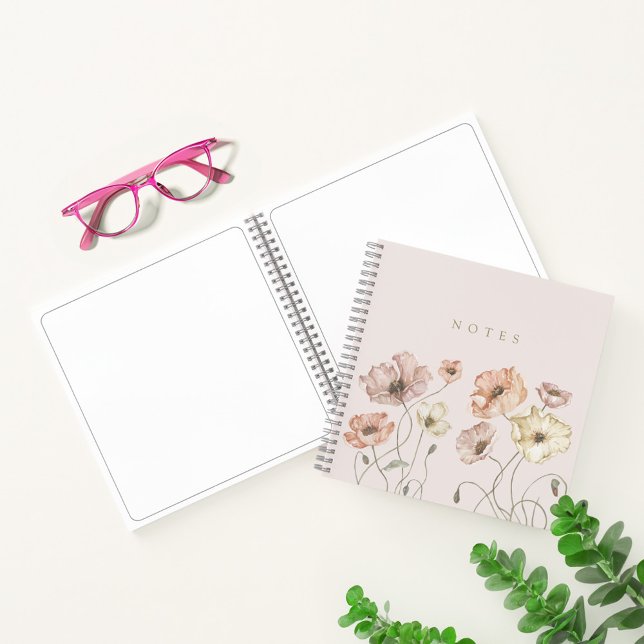 Cuaderno Elegante acuarela Notas islandesas de los pasteles (Elegant Watercolor Icelandic Wild Poppies Notes Notebook)