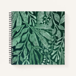 Cuaderno Elegante acuarela Obra de arte de hojas verdes bot