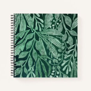 Cuaderno Elegante acuarela Obra de arte de hojas verdes bot
