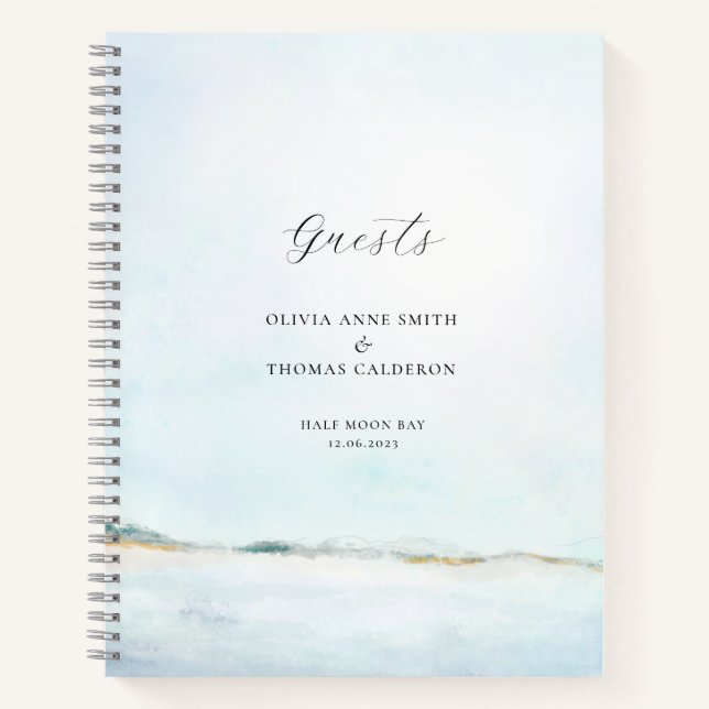 Cuaderno Elegante acuarela Ocean Beach Wedding Book (Anverso)