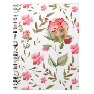 Cuaderno Elegante acuarela Peony Floral botánica